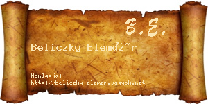 Beliczky Elemér névjegykártya